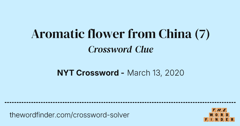 Aromatic flower from China crossword clue image