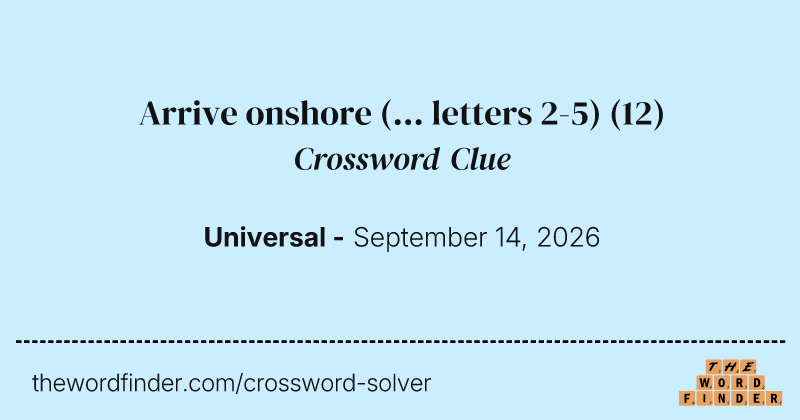 Arrive onshore (... letters 2-5) crossword clue image
