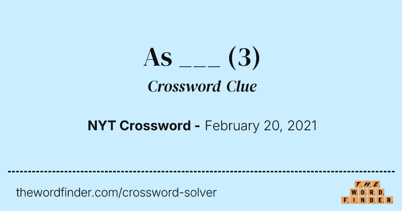As ___ crossword clue image