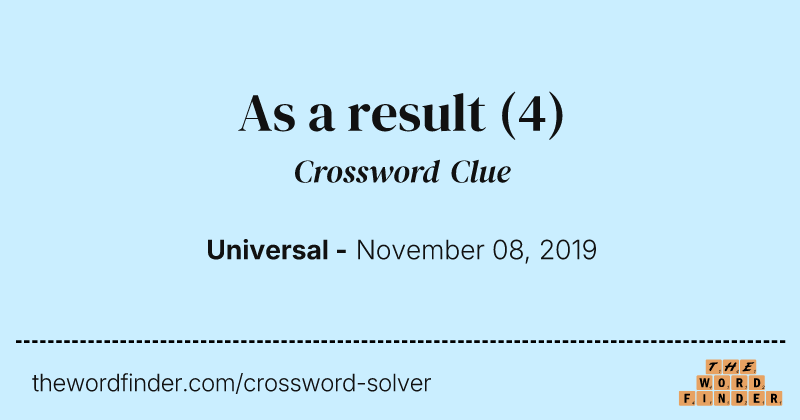 As a result crossword clue image