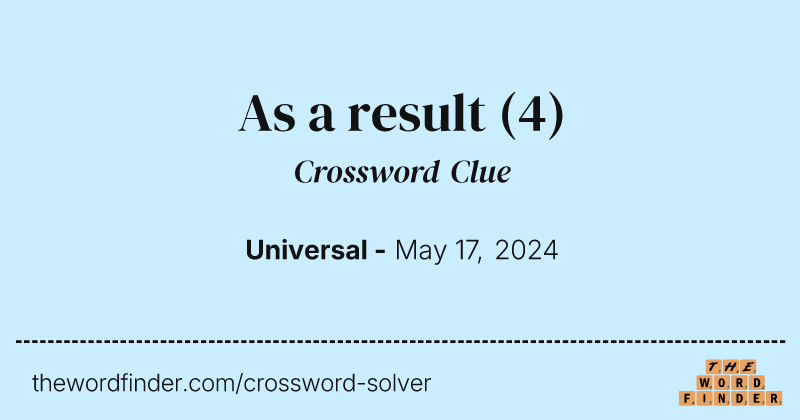As a result crossword clue image