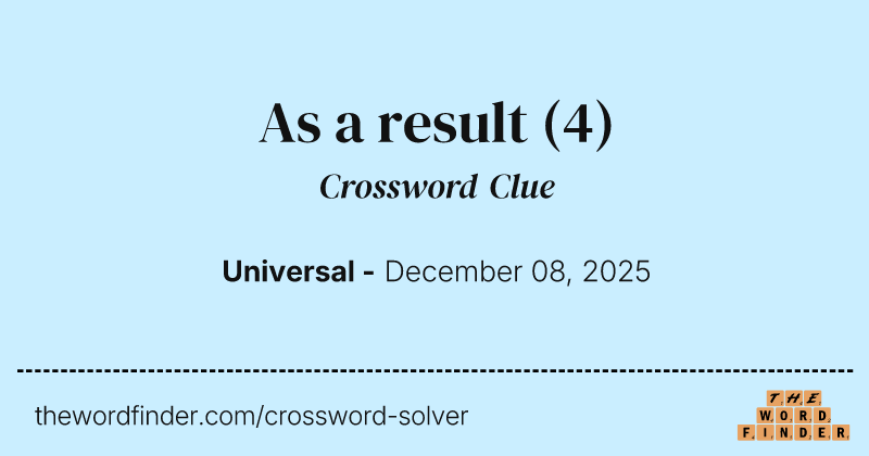 As a result crossword clue image