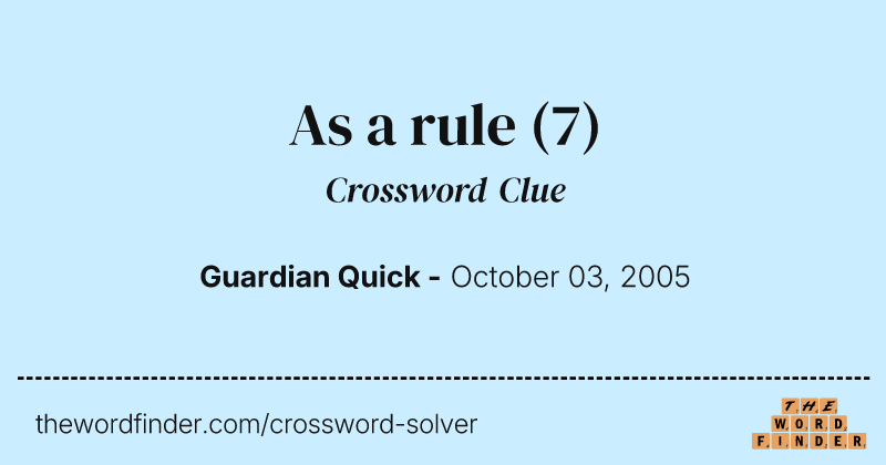 As a rule crossword clue image