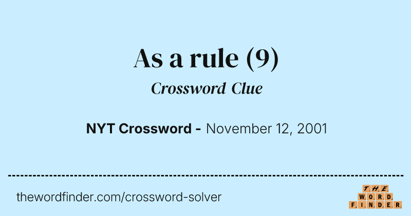 As a rule crossword clue image