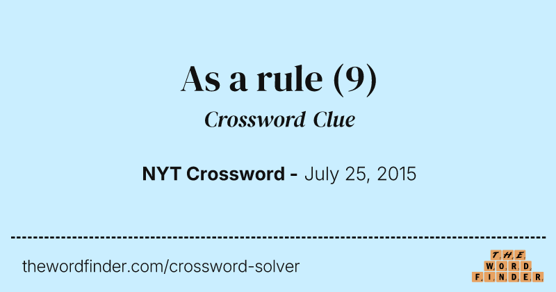 As a rule crossword clue image