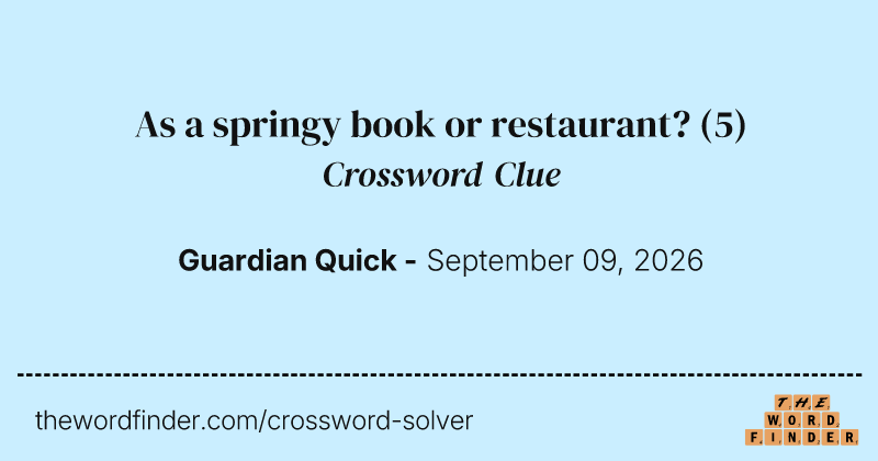 As a springy book or restaurant? crossword clue image