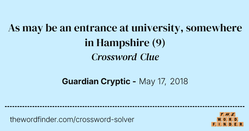 As may be an entrance at university, somewhere in Hampshire crossword clue image