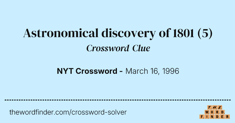 Astronomical discovery of 1801 crossword clue image