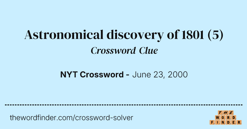 Astronomical discovery of 1801 crossword clue image
