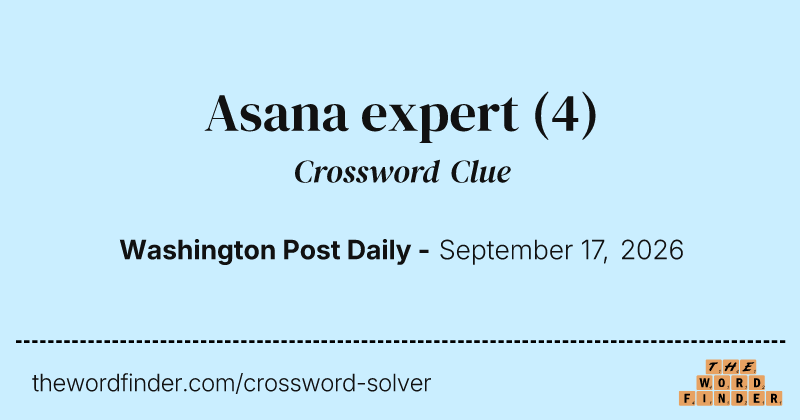Asana expert crossword clue image