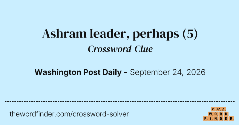 Ashram leader, perhaps crossword clue image