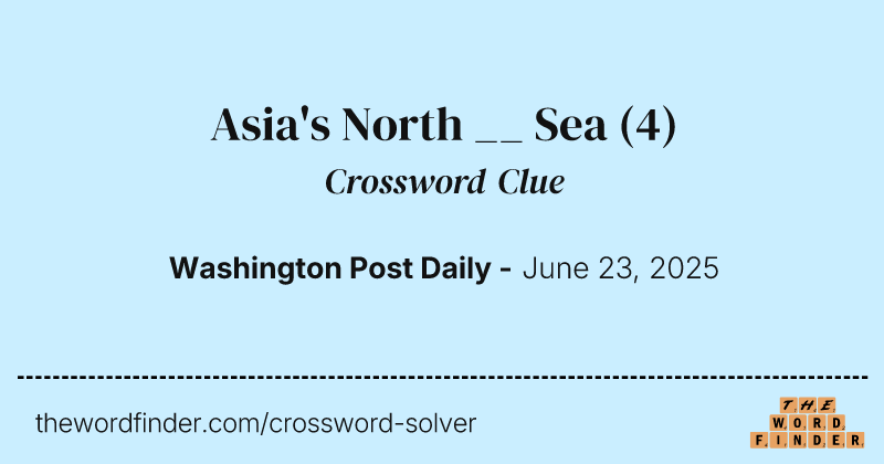 Asia's North __ Sea crossword clue image
