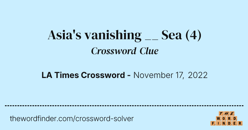 Asia's vanishing __ Sea crossword clue image