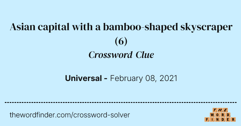 Asian capital with a bamboo-shaped skyscraper crossword clue image
