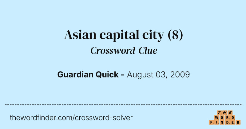 Asian capital city crossword clue image