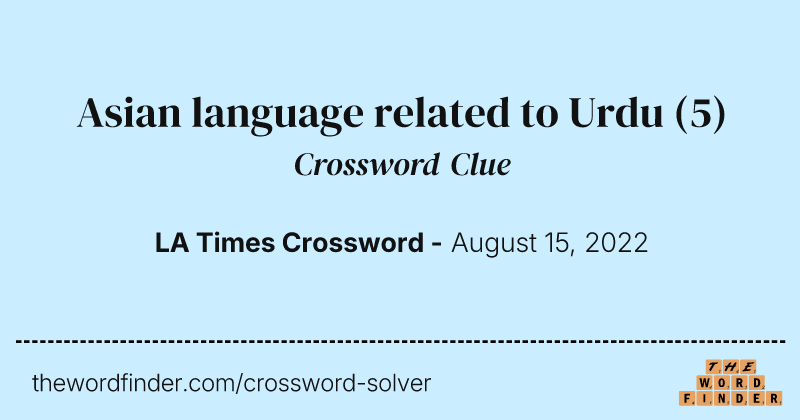 Asian language related to Urdu crossword clue image