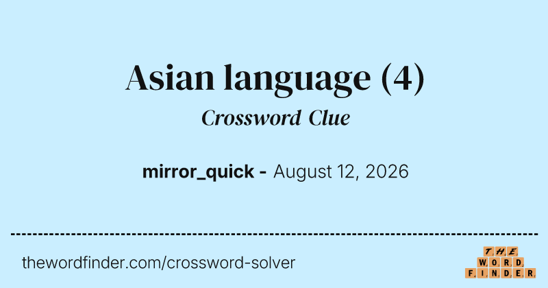 Asian language crossword clue image