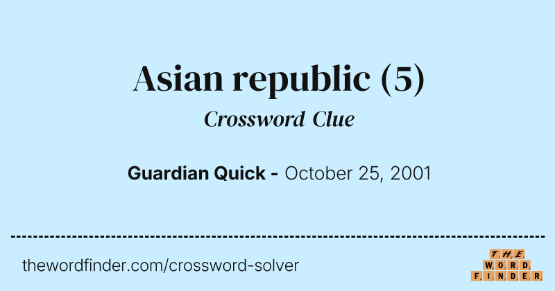 Asian republic crossword clue image