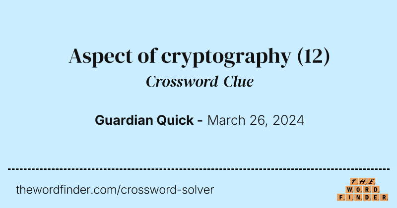 Aspect of cryptography crossword clue image