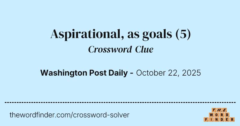 Aspirational, as goals crossword clue image