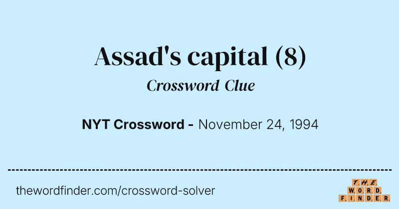 Assad's capital crossword clue image