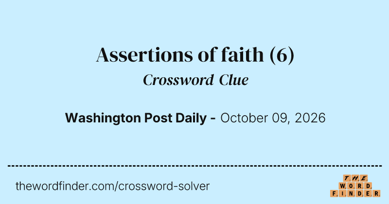 Assertions of faith crossword clue image