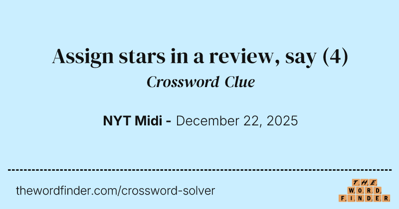 Assign stars in a review, say crossword clue image