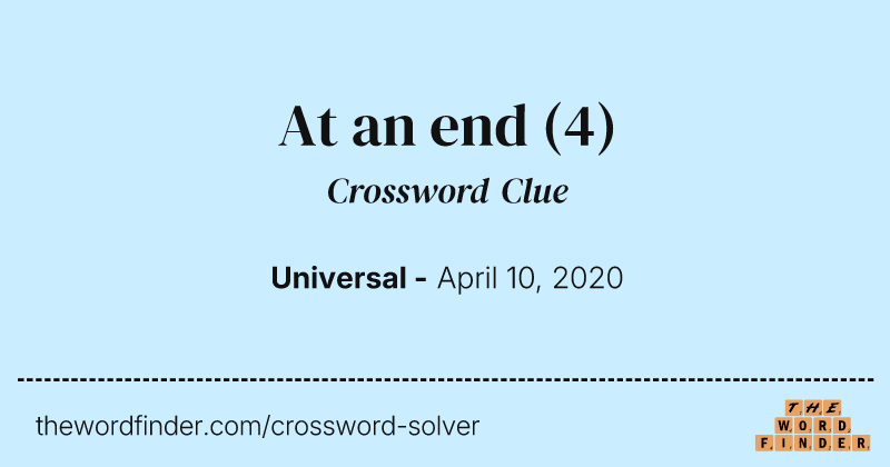At an end crossword clue image
