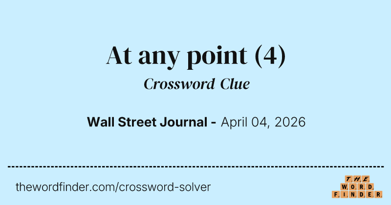 At any point crossword clue image