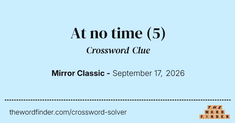 At no time crossword clue image