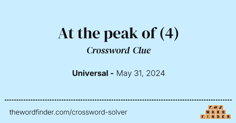 At the peak of crossword clue image