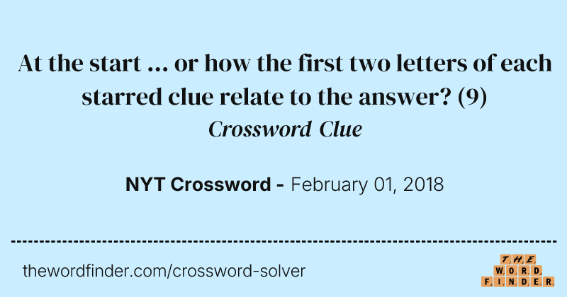 At the start ... or how the first two letters of each starred clue relate to the answer? crossword clue image