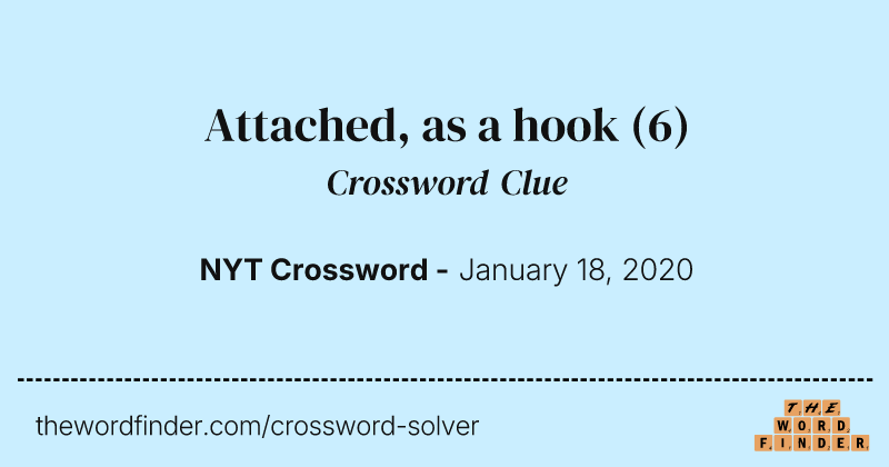 Attached, as a hook crossword clue image