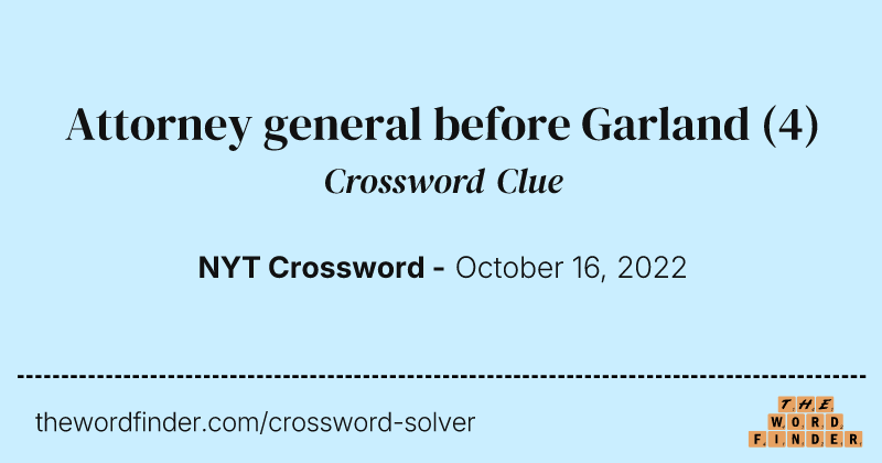 Attorney general before Garland crossword clue image