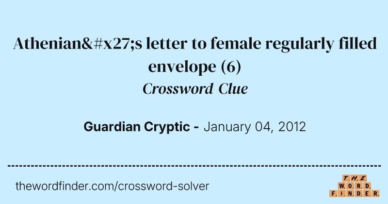 Athenian's letter to female regularly filled envelope crossword clue image