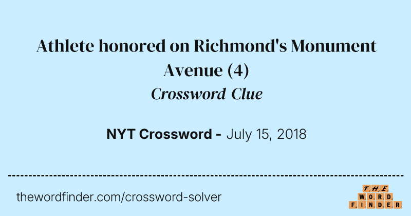 Athlete honored on Richmond's Monument Avenue crossword clue image