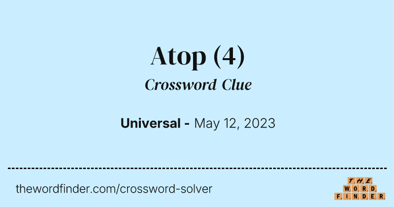 Atop crossword clue image