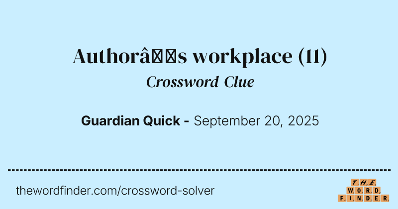 Author’s workplace crossword clue image