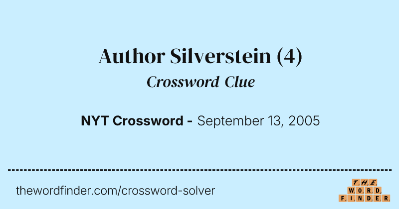 Author Silverstein crossword clue image