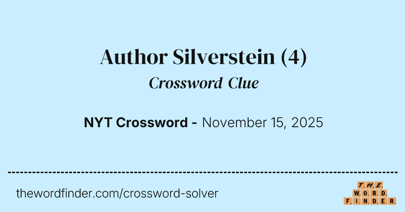Author Silverstein crossword clue image