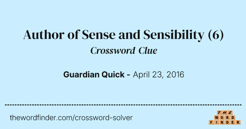 Author of Sense and Sensibility crossword clue image