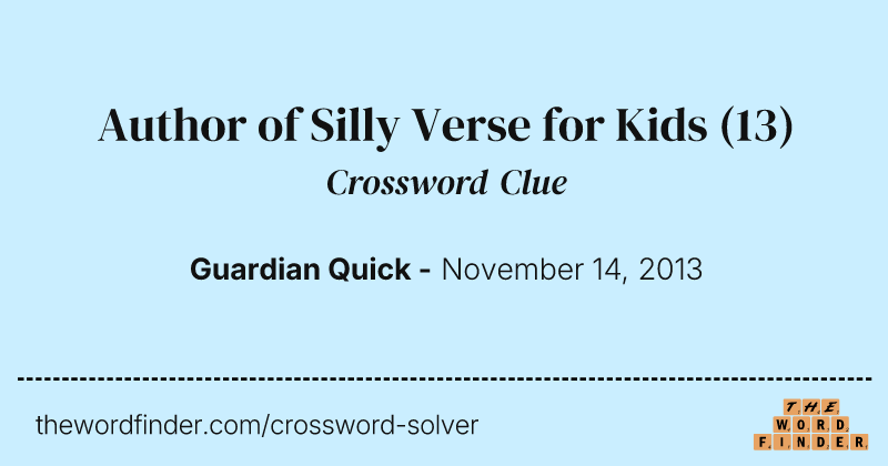 Author of Silly Verse for Kids crossword clue image
