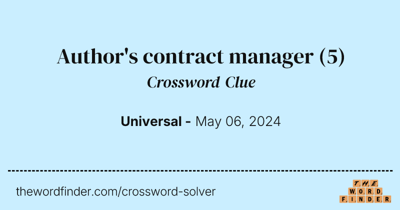 Author's contract manager crossword clue image