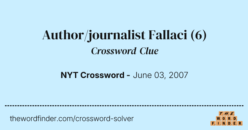 Author/journalist Fallaci crossword clue image