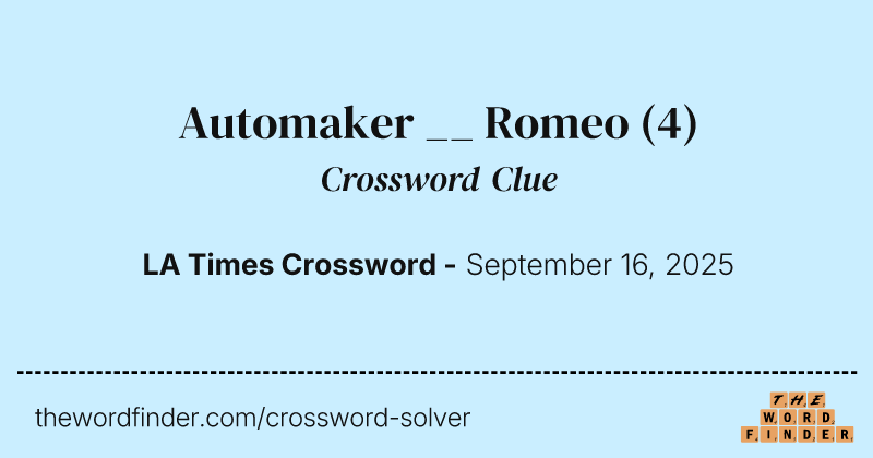 Automaker __ Romeo crossword clue image