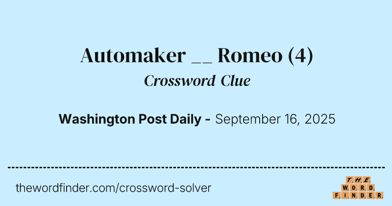 Automaker __ Romeo crossword clue image