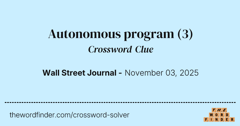 Autonomous program crossword clue image