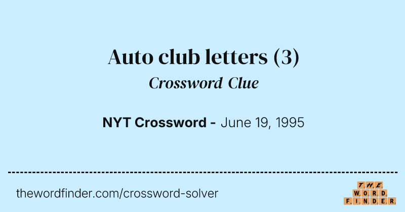 Auto club letters crossword clue image