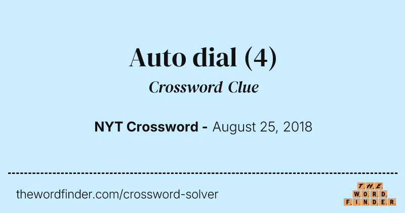 Auto dial crossword clue image