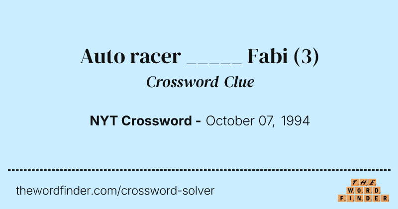 Auto racer _____ Fabi crossword clue image